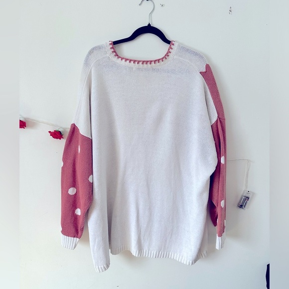 Vintage Rose Floral Cotton Ramie Maggie Lawrence Oversized Sweater Cardigan L XL - Picture 4 of 9